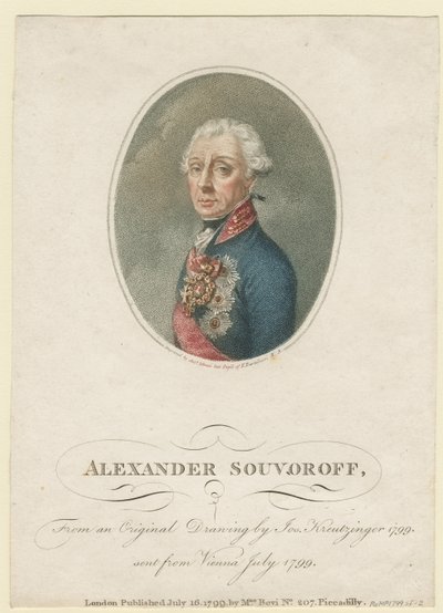 陸軍元帥大元帥アレクサンドル・スボーロフ王子の肖像 1729–1800, 1799 作： Josef Kreuzinger