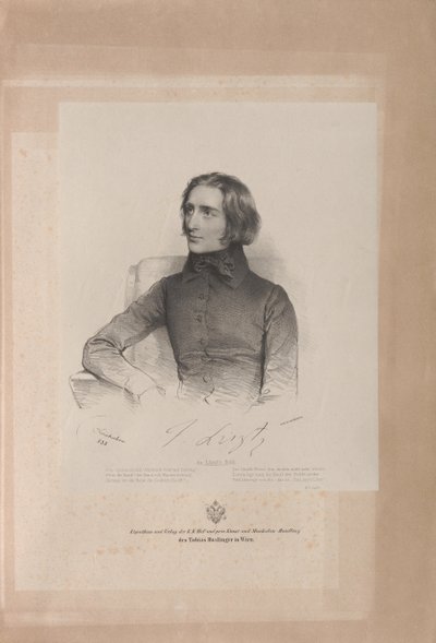 フランツ・リストの肖像 1811-1886, 1838. 作： Josef Kriehuber