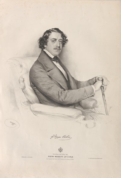 オペラ歌手フィリッポ・コリーニの肖像 1811～1863年、1847年。 作： Josef Kriehuber