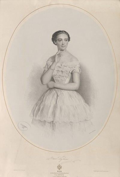 バレリーナ マリー タリオーニの肖像 1804 ～ 1884 年、1853 年。 作： Josef Kriehuber