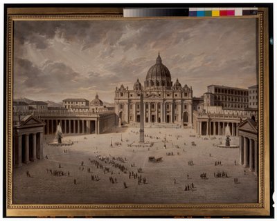 ローマのサン・ピエトロ広場とフォロ・ロマの眺め 作： Josef Langl
