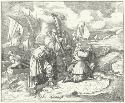 スウェーデンのグスタフ・アドルフスがドイツに上陸し、三十年戦争に参戦 作： Josef Mathias (after) Trenkwald