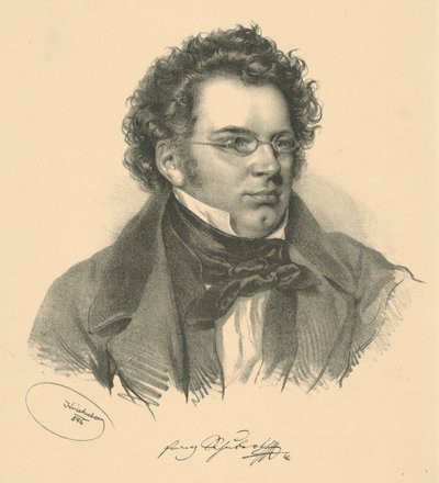 フランツ・シューベルト1797-1828、1846の肖像。 作： Josef Nikolaus Kriehuber