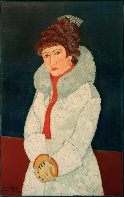 毛皮のコートを着た女性 作： Josef Scharl