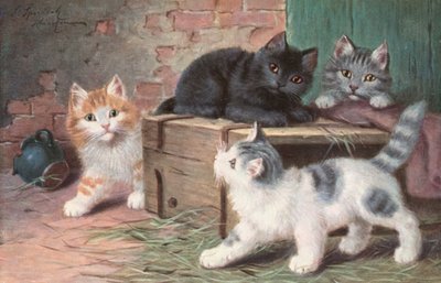猫のポストカード（カラーリトグラフ） 作： Josef Sperlich