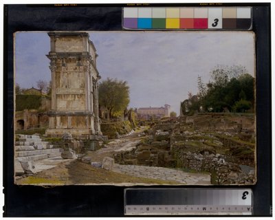 ティトゥスのアーチとコロッセオのあるフォロ・ロマーノ 作： Josef Theodor Hansen