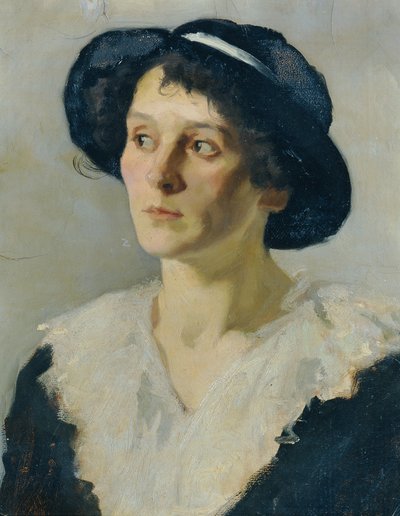 黒い帽子の女性 作： Josef Wawra