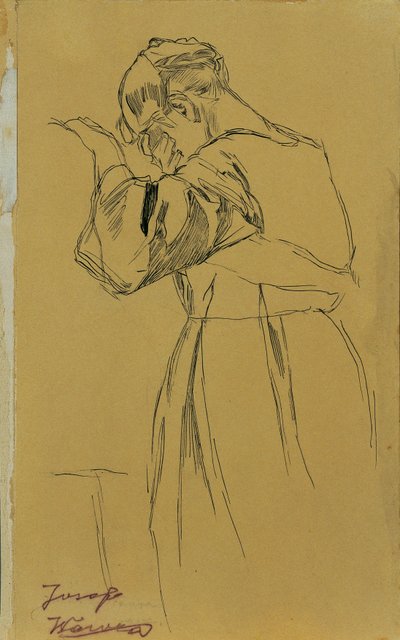 ひざまずく女性像 作： Josef Wawra