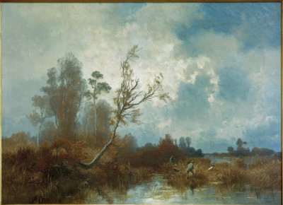 ハンターと犬と一緒にダッハウ苔の秋の日 作： Josef Wenglein