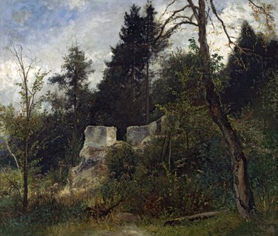廃墟のある風景 作： Josef Wenglein