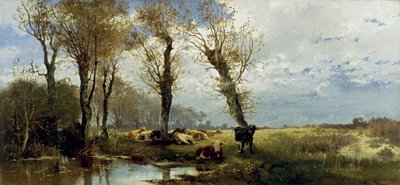 牛の群れのある風景 作： Josef Wenglein