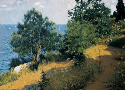 ヴィラサール海岸 Joan LLIMONA i BRUGUERA (1860-1926) による油絵、キャンバス。 バルセロナ、モンセラート美術館。 作： Josep Llimona Bruguera