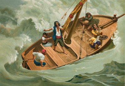 アドリア海のボートでライプニッツ 作： Josep or Jose Planella Coromina