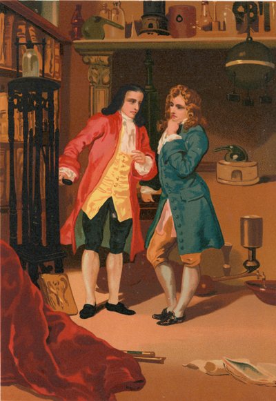 ロバート・ボイルとデニス・パピンがパピンのスチームダイジェスターを検査 作： Josep or Jose Planella Coromina