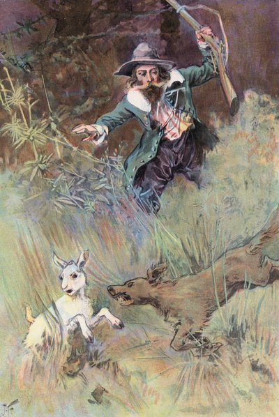 ロビンソン・クルーソー: 私の犬が幼い子供を驚かせた (カラーリソ) 作： Joseph (after) Finnemore