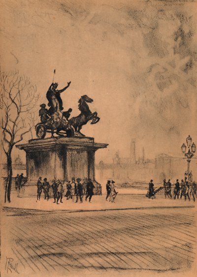 Boadicea, Westminster Bridge（リトグラフ版 作： Joseph (after) Pennell