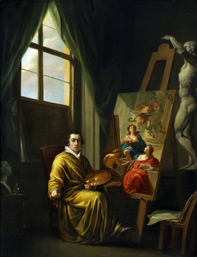 彼のスタジオでの自画像、1808-1810。 作： Joseph Abel