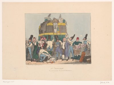 税関職員による乗客の所持品の検査 Les amusements des gentils douaniers (オブジェクトのタイトル) 不快感（シリーズタイトル） 不便 (オブジェクト上のシリーズ タイトル) 作： Joseph Ambroise Jobard