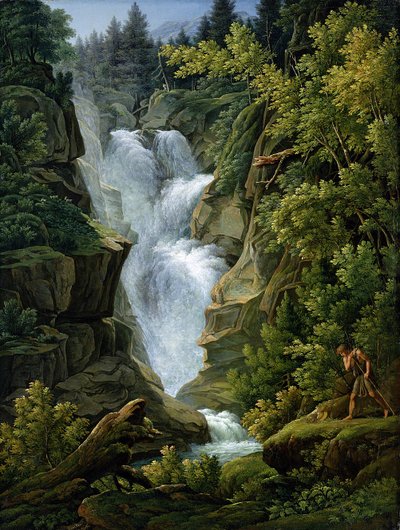 ベルン高地の滝、1796年（191631も参照） 作： Joseph Anton Koch