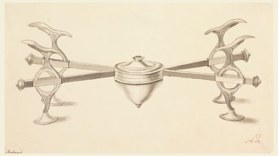 延長アームと小さなスピリット ランプを備えたディッシュ スタンドのデザイン 作： Joseph Anton Seethaler Ii