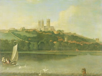 リンカーンの大聖堂と市の川からの眺め、1760年頃 作： Joseph Baker