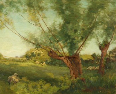 Bibury, Cotswold Hills（油彩・キャンバス 作： Joseph Barnard Davis