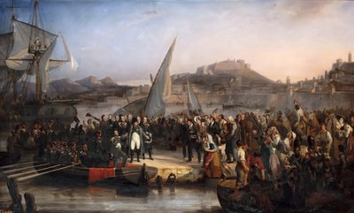 1815年2月26日にエルバ島を去るナポレオン 作： Joseph Beaume