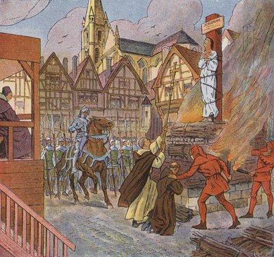 ジャンヌ・ダルクはルーアンでイギリス軍によって火あぶりにされた 作： Joseph Beuzon