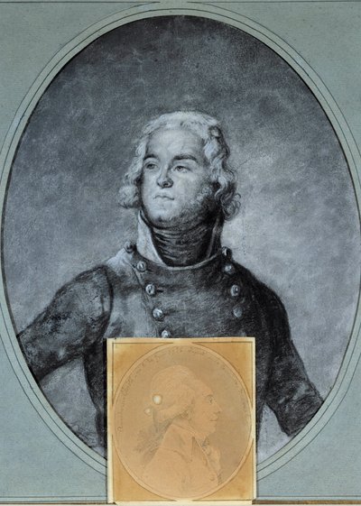 ルイ・ラザール・オッシュ将軍（1768-1797）の肖像 下は国民大会の副官であるアナーカシス・クルーツ（1755-1794）の肖像。ジョセフ・ボーズ（1744/1745-1826）が描いた18世紀の作品。ヴェルサイユ、ランビネ美術館 作： Joseph Boze
