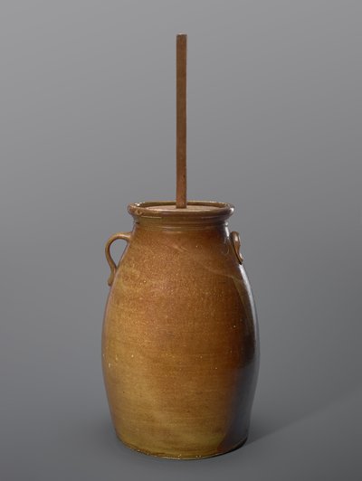 チャーン、c。 1873-1900（木を使ったすべり釉石器） 作： Joseph C. (attr.to) Rushton