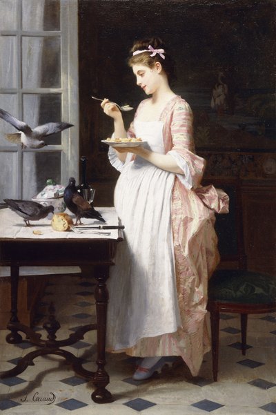 ハトに餌をやる、 作： Joseph Caraud