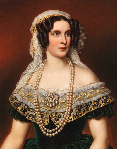 ババリアテレーズ女王1792-1854、1855年の肖像。 作： Joseph Carl Stieler