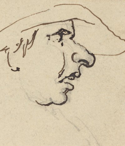 帽子をかぶった大きな鼻を持つ男の横顔 作： Joseph Cartwright