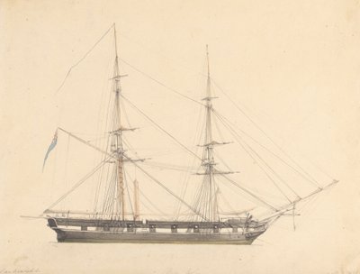 ユニオン ジャックと 3 人の人物が描かれた単一のブリッグ 作： Joseph Cartwright