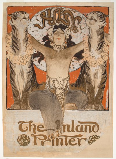 「The Inland Printer」の表紙イラスト (紙にペンとインク、黒鉛と白のガッシュ) 作： Joseph Christian Leyendecker