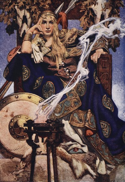 T.W. 作「ケルト民族の神話と伝説」の口絵、メイヴ女王 ロルストン 作： Joseph Christian Leyendecker