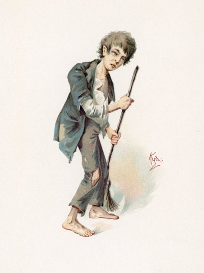ジョー、「チャールズディケンズのキャラクタースケッチ」のイラスト、1890年頃 作： Joseph Clayton Clarke