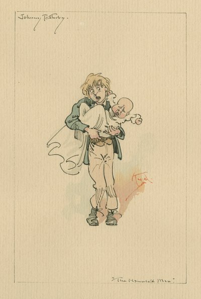 ジョニー・テラービー-お化け屋敷と幽霊の掘り出し物、1920年代頃（紙にトイレとペンとインク） 作： Joseph Clayton Clarke