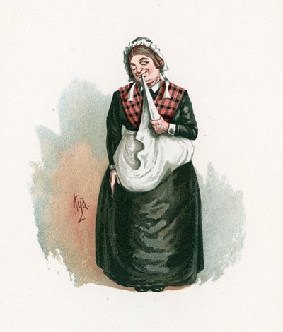 バーデル夫人、「チャールズディケンズのキャラクタースケッチ」のイラスト、1890年頃 作： Joseph Clayton Clarke