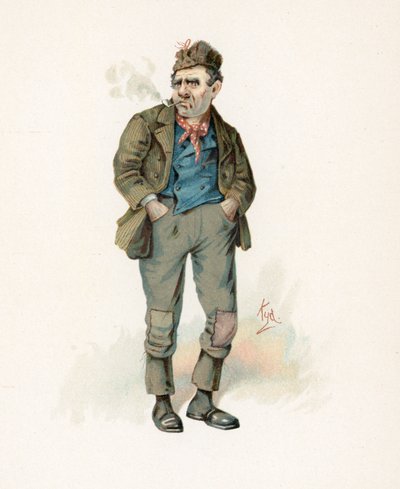 ロジャー「ローグ」ライダーフッド、「チャールズディケンズのキャラクタースケッチ」、1890年頃のイラスト 作： Joseph Clayton Clarke