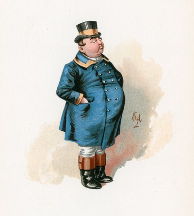 太った少年、「Charleser Sketches from Charles Dickens」、1890年頃のイラスト 作： Joseph Clayton Clarke