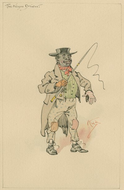 黒いドライバー、1920年頃（紙にペンとインク、トイレ付き） 作： Joseph Clayton Clarke