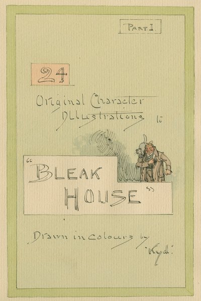 タイトルページ、「Bleak House」のイラスト、パート1、c.1920年代（紙にトイレとペンとインク） 作： Joseph Clayton Clarke