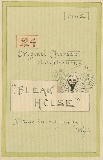 タイトルページ、「Bleak House」のイラスト、パート2、1920年代（紙にトイレとペンとインク） 作： Joseph Clayton Clarke