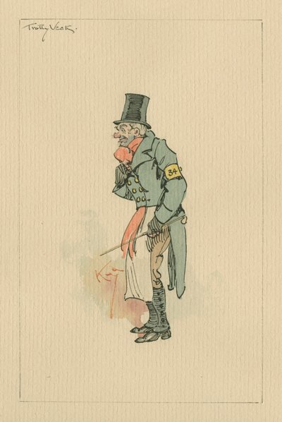 Trotty Veck-The Chimes、c.1920s（紙にトイレとペンとインク） 作： Joseph Clayton Clarke