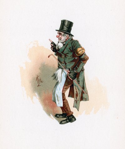 Trotty Veck、「Charleser Sketches from Charles Dickens」、1890年頃のイラスト 作： Joseph Clayton Clarke