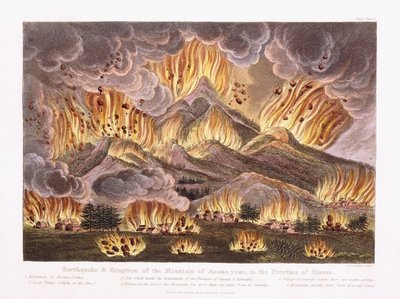 1822年シナノ県の浅間山の地震と噴火 作： Joseph Constantine Stadler