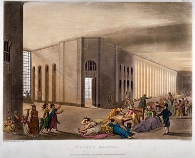 ロンドン、フィンズベリー、オールド・ストリートにある聖ルカ病院の内観（1809年 作： Joseph Constantine Stadler