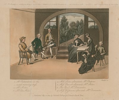 1751年にチャールズグランディソンの原稿を読んでいるリチャードソン氏 作： Joseph Constantine Stadler