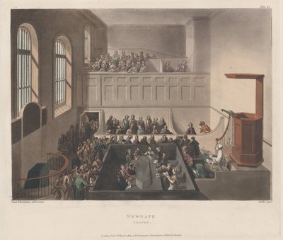 ニューゲート礼拝堂、1809年、1809年。 作： Joseph Constantine Stadler